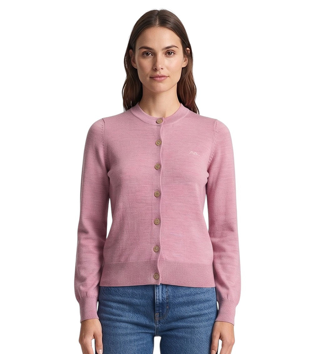 Pink Crew Neck Cardigan 1