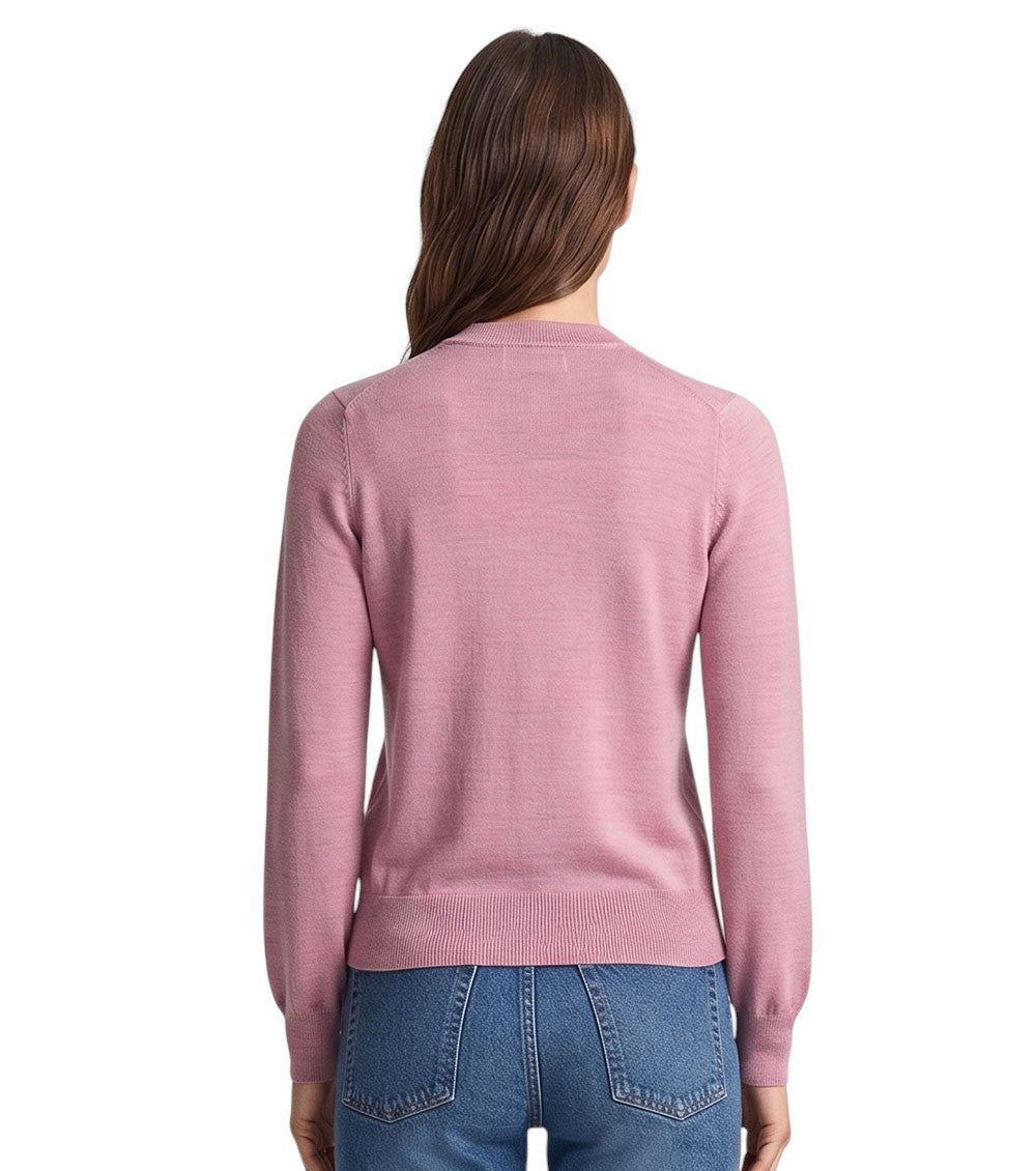 Pink Crew Neck Cardigan 2