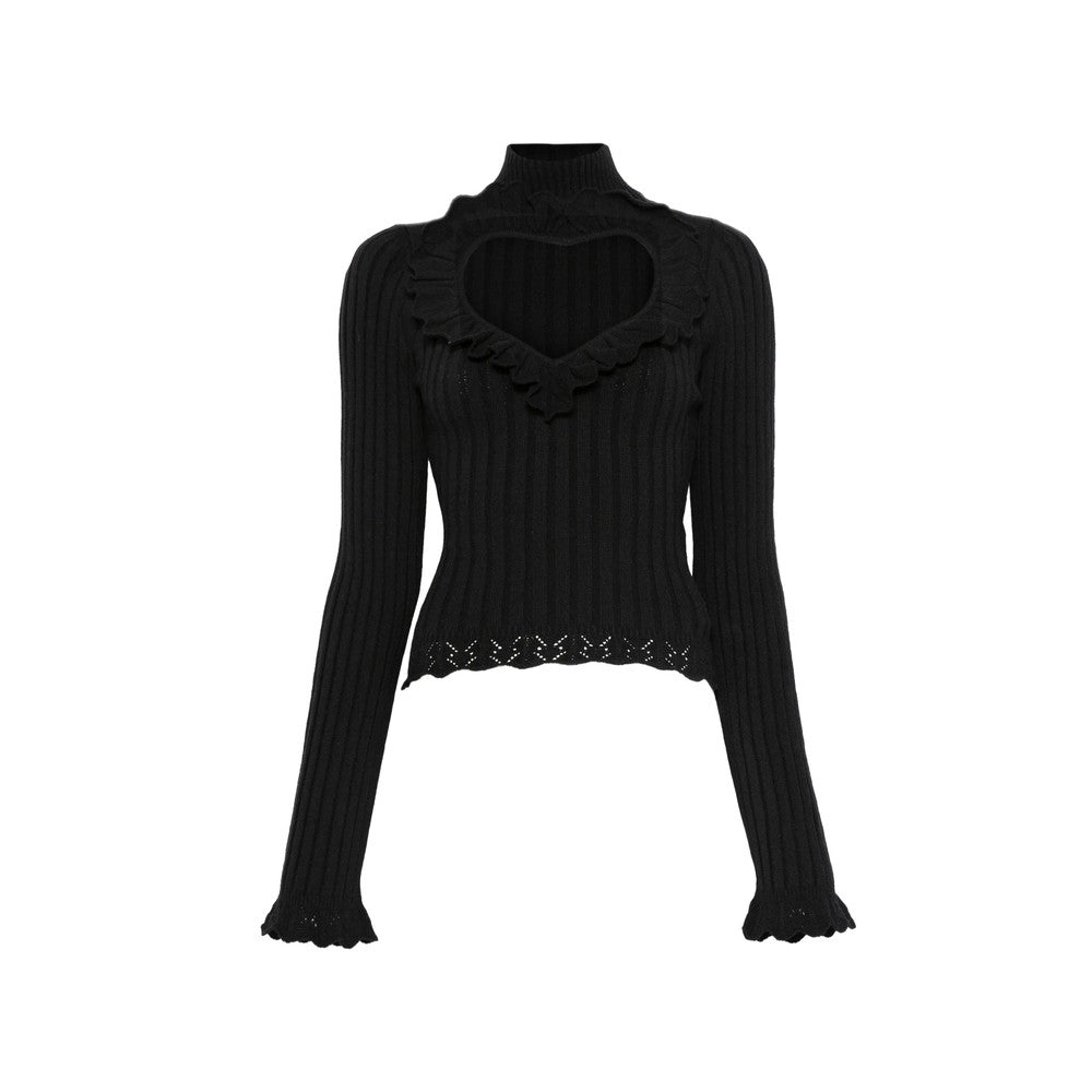 Black Solid Turtle Neck T-Shirt 1