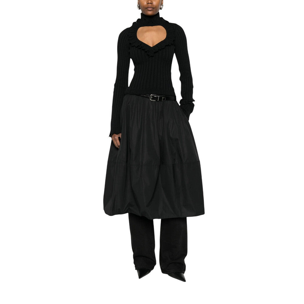 Black Solid Turtle Neck T-Shirt 2
