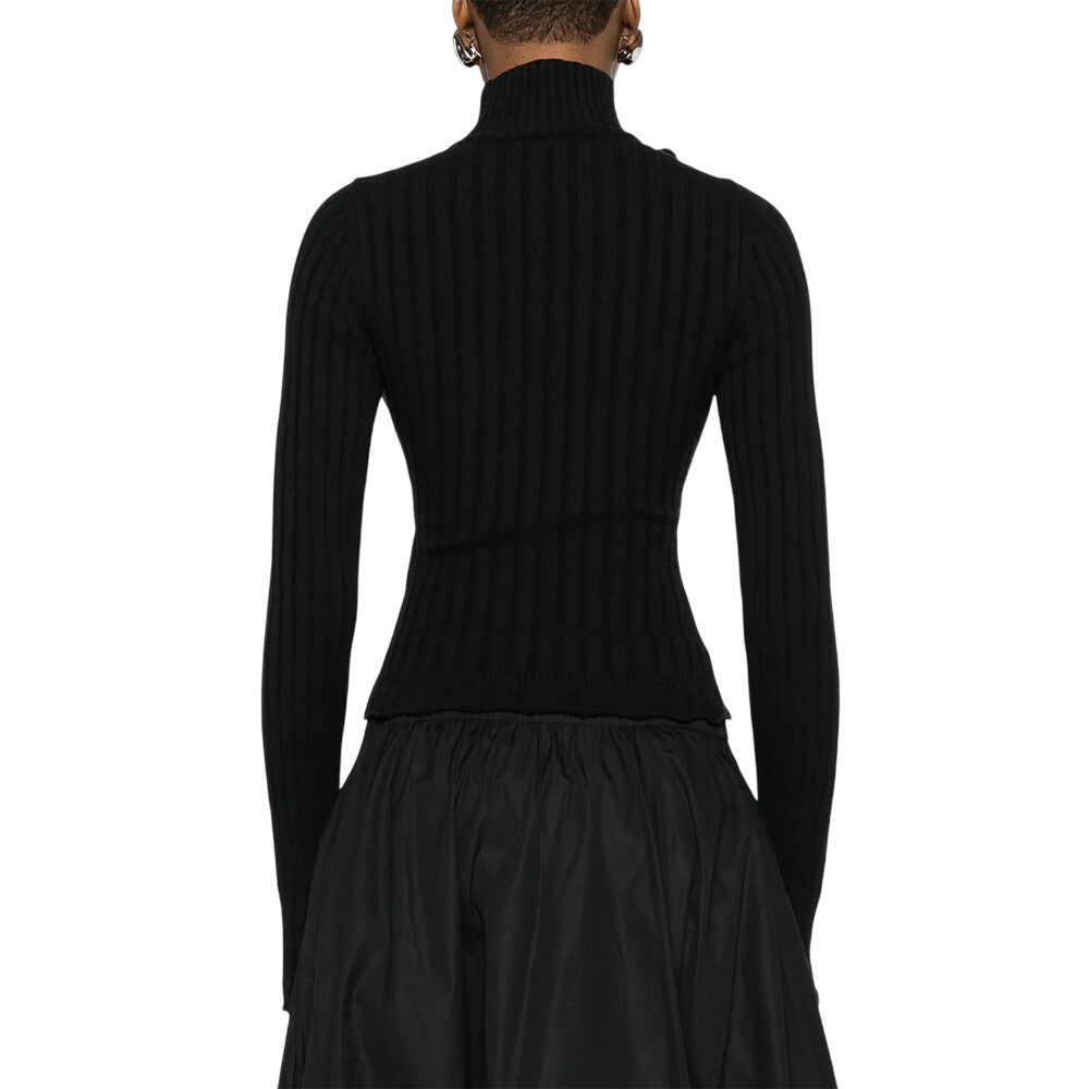 Black Solid Turtle Neck T-Shirt 3