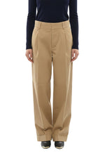 Beige Loose Pleated Pants 1
