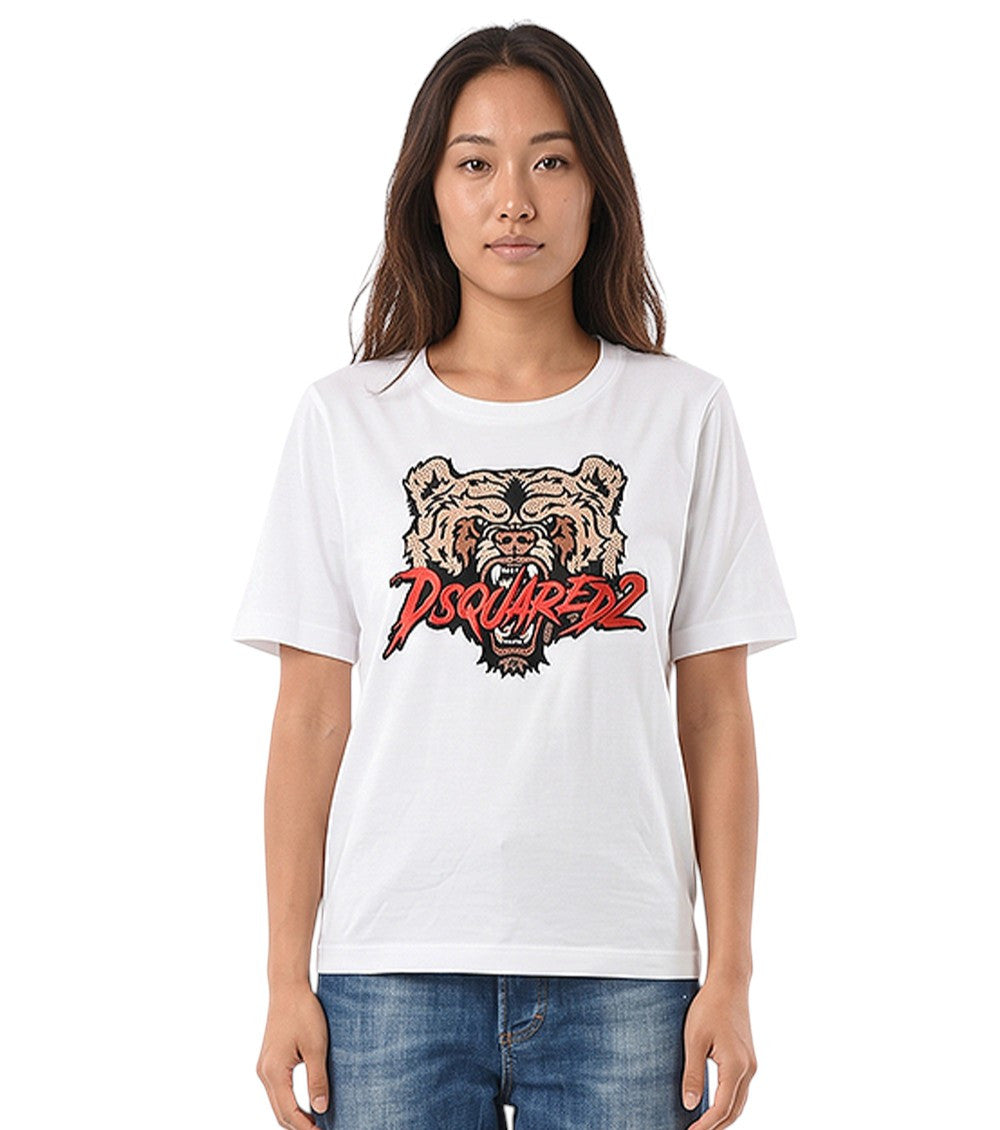 White Graphic Crew Neck T-Shirt 1