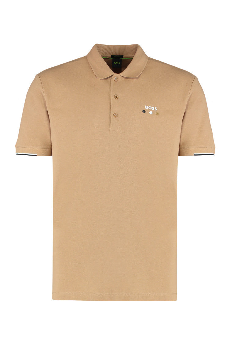 Beige Striped Logo Polo 1