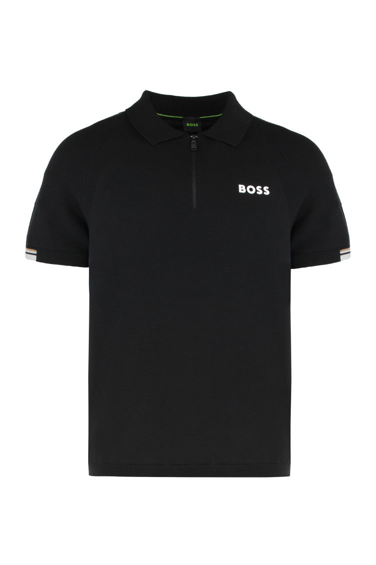 Black Zipped Logo Polo 1