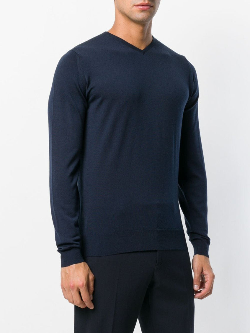 Navy Blue V-neck Sweater 3