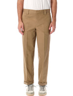 Beige Cotton chinos trousers 1