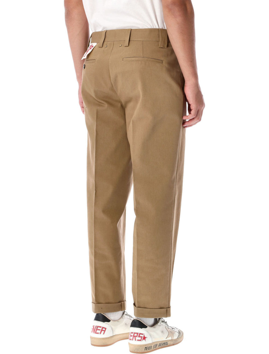 Beige Cotton chinos trousers 3