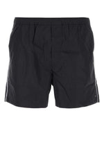 Midnight blue nylon swimming shorts 1