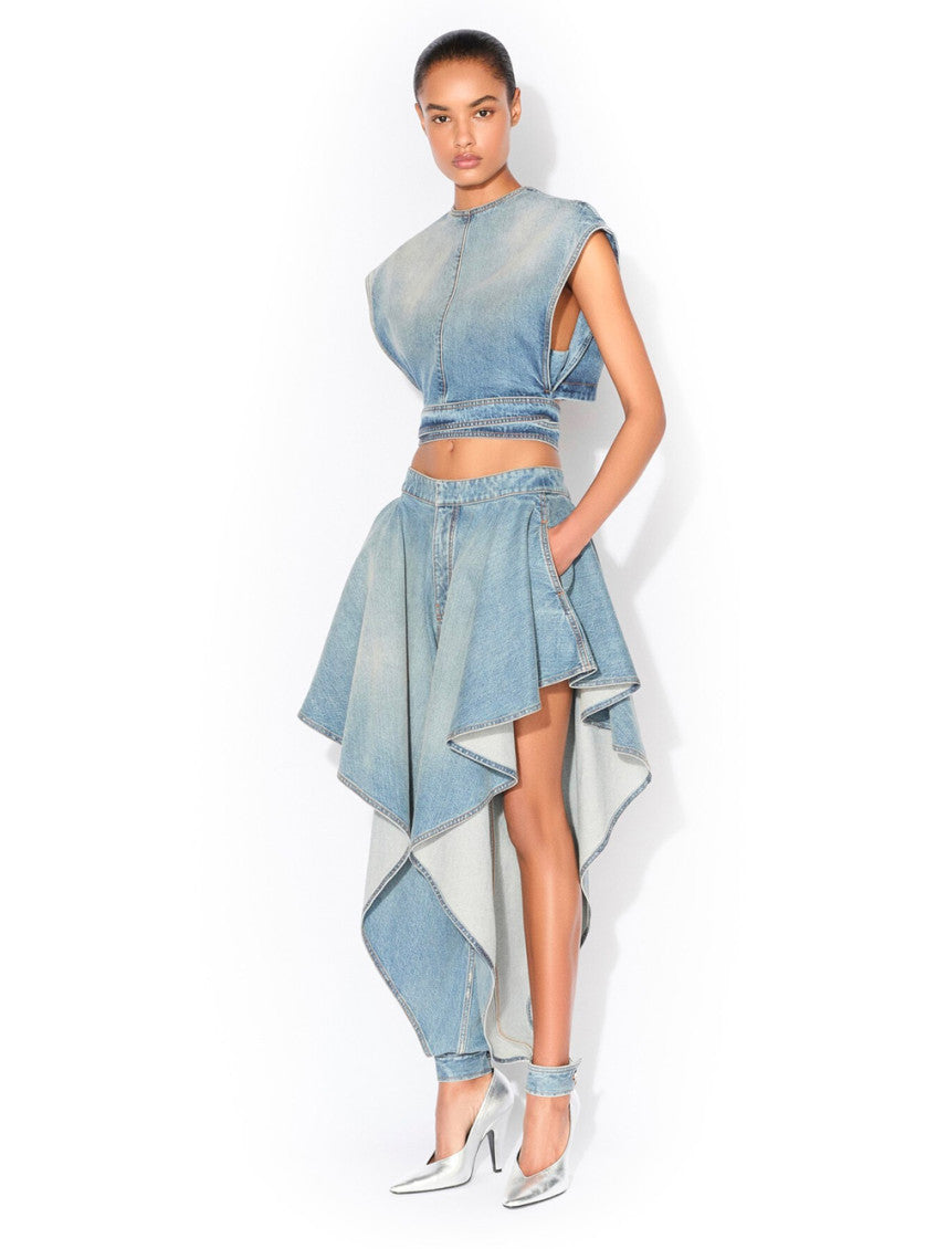 Light Blue Denim Belted Top 3