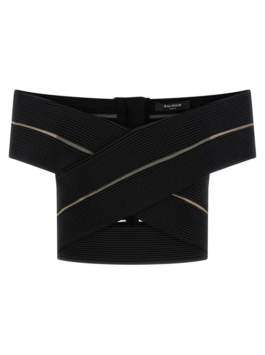 Black Off-the-shoulder Crop Top 1