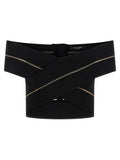 Black Off-the-shoulder Crop Top 1