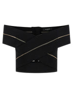 Black Off-the-shoulder Crop Top 1