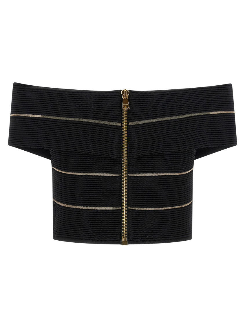 Black Off-the-shoulder Crop Top 2