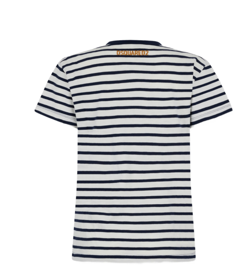 Black Crew Neck Stripes T-Shirt 2