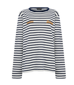 Black Crew Neck Stripes Logo T-Shirt 1