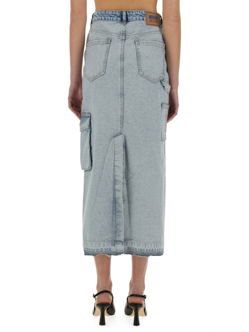 Denim Solid Midi Skirt 2
