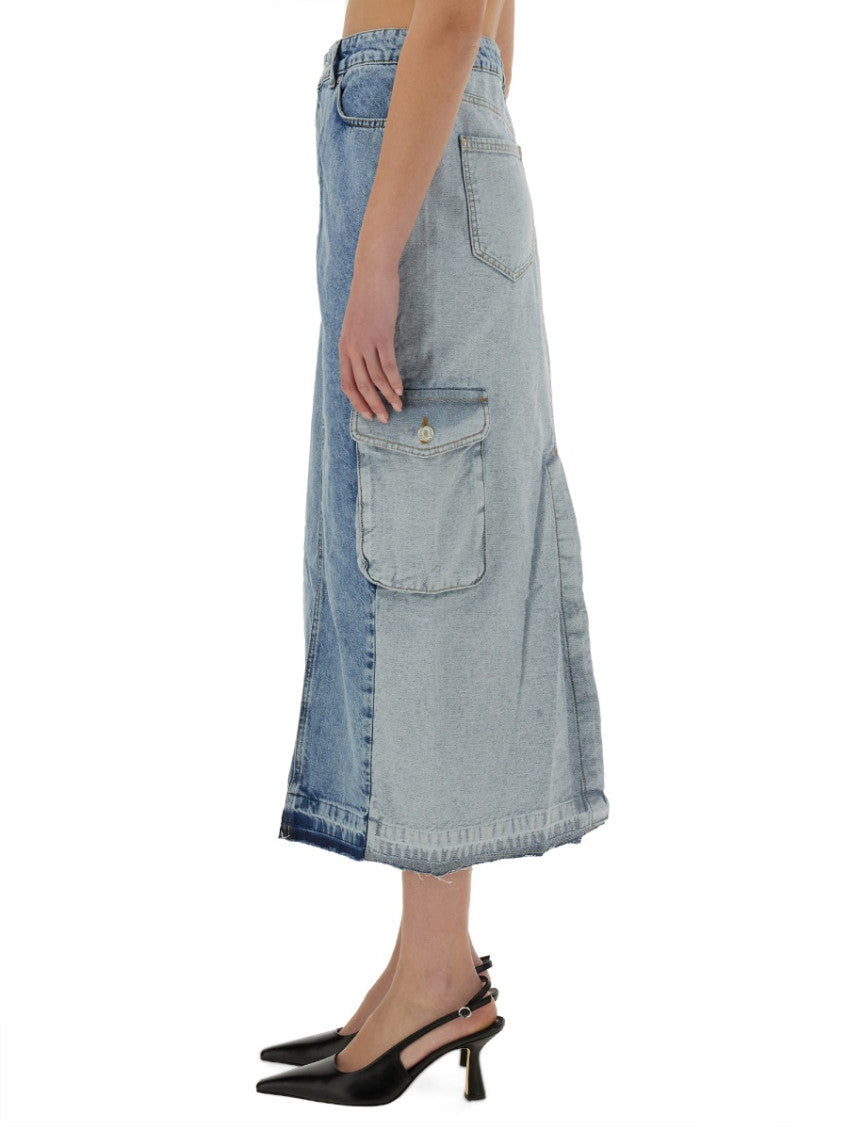 Denim Solid Midi Skirt 3
