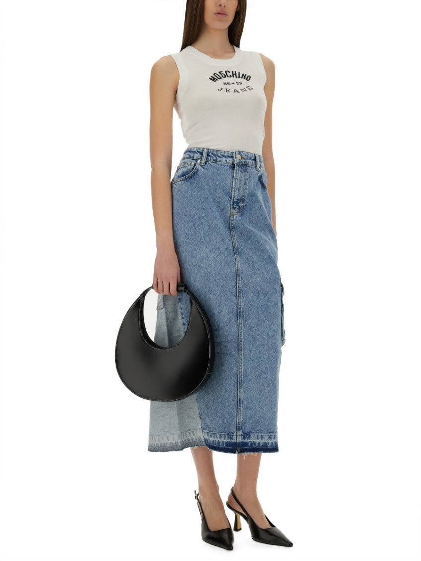 Denim Solid Midi Skirt 4