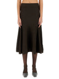 Brown Solid Midi Skirt 1