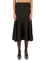 Brown Solid Midi Skirt 1