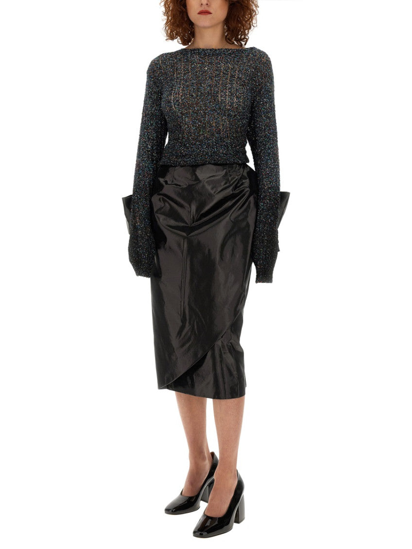 Black Solid Midi Skirt 4