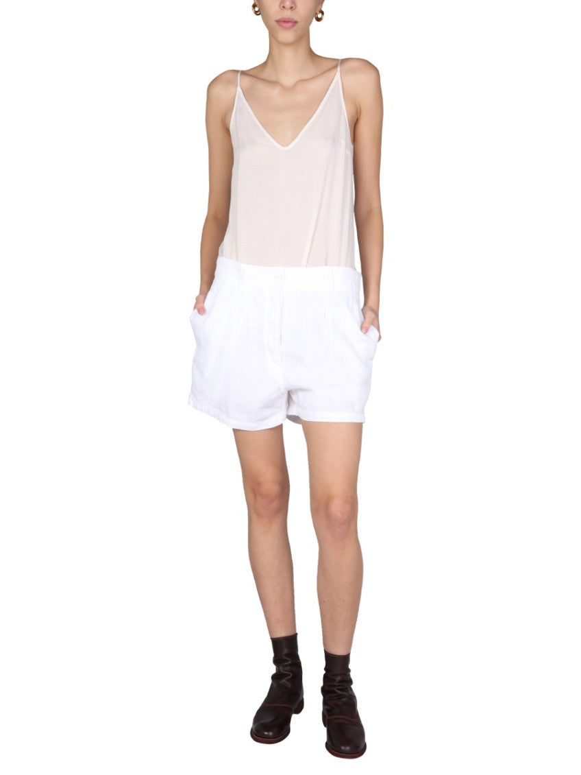 White Solid Shorts 4
