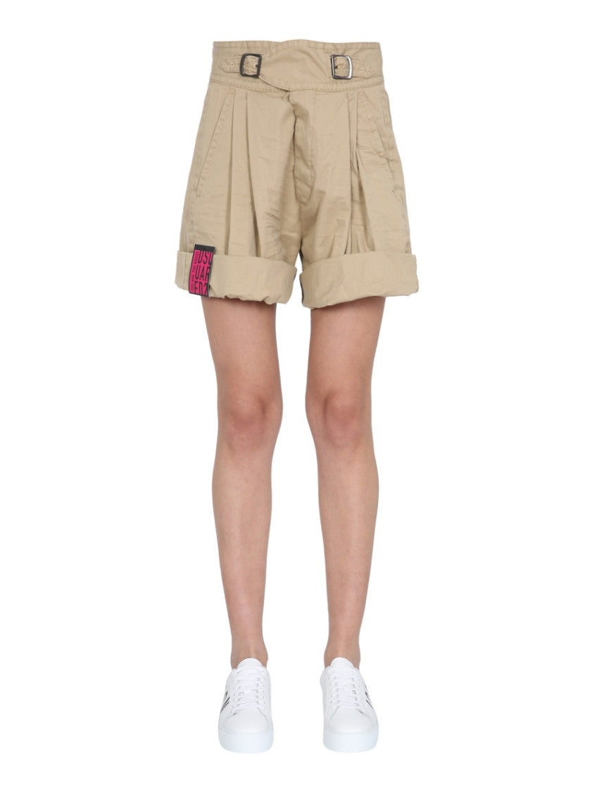 Beige Solid Shorts 1