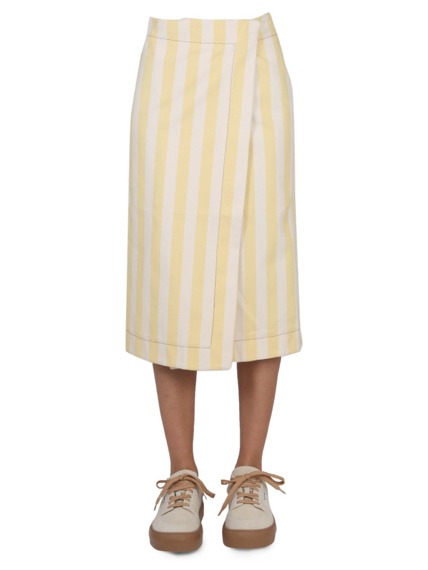 Beige Stripes Midi Skirt 1