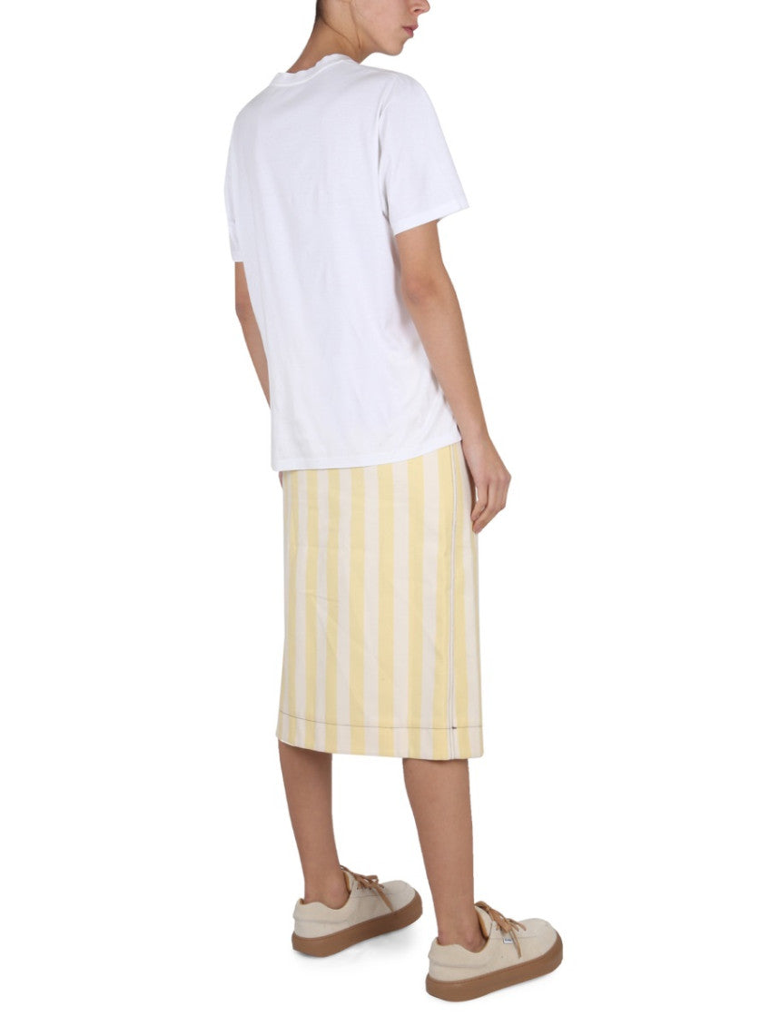Beige Stripes Midi Skirt 4