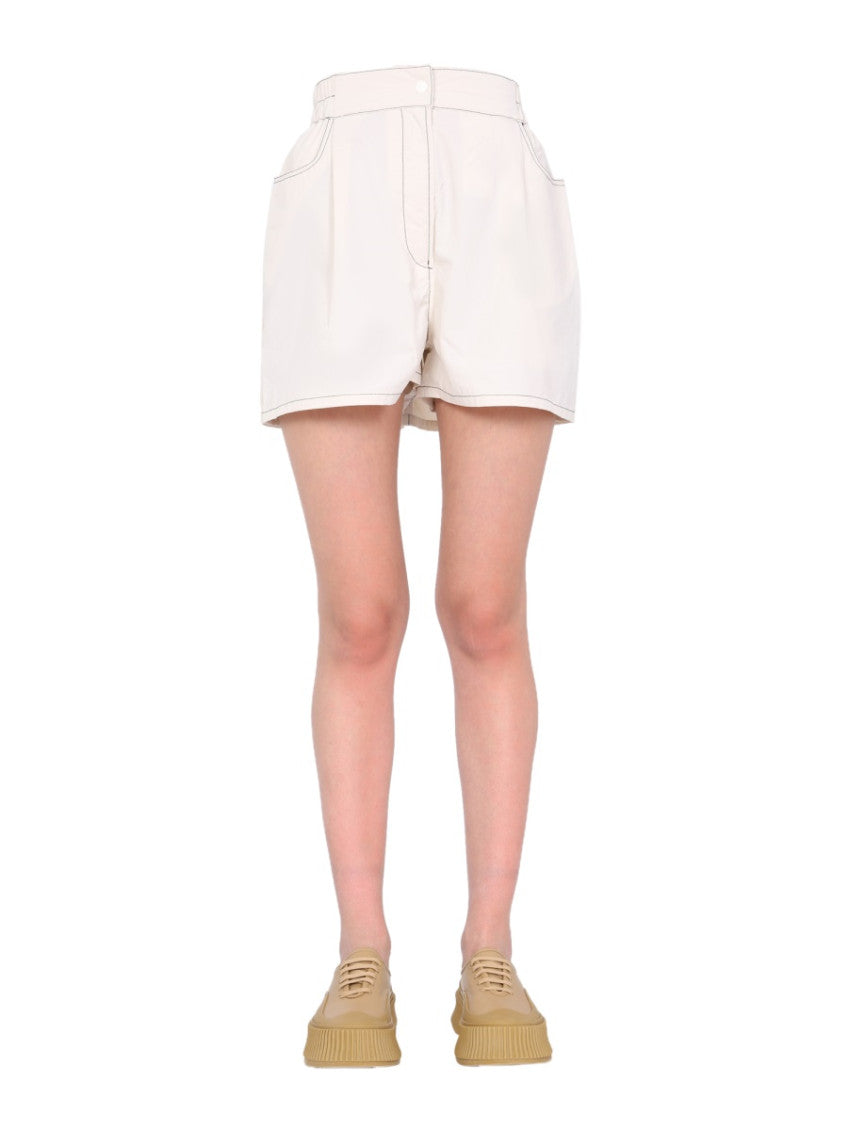 Beige Solid Shorts 1