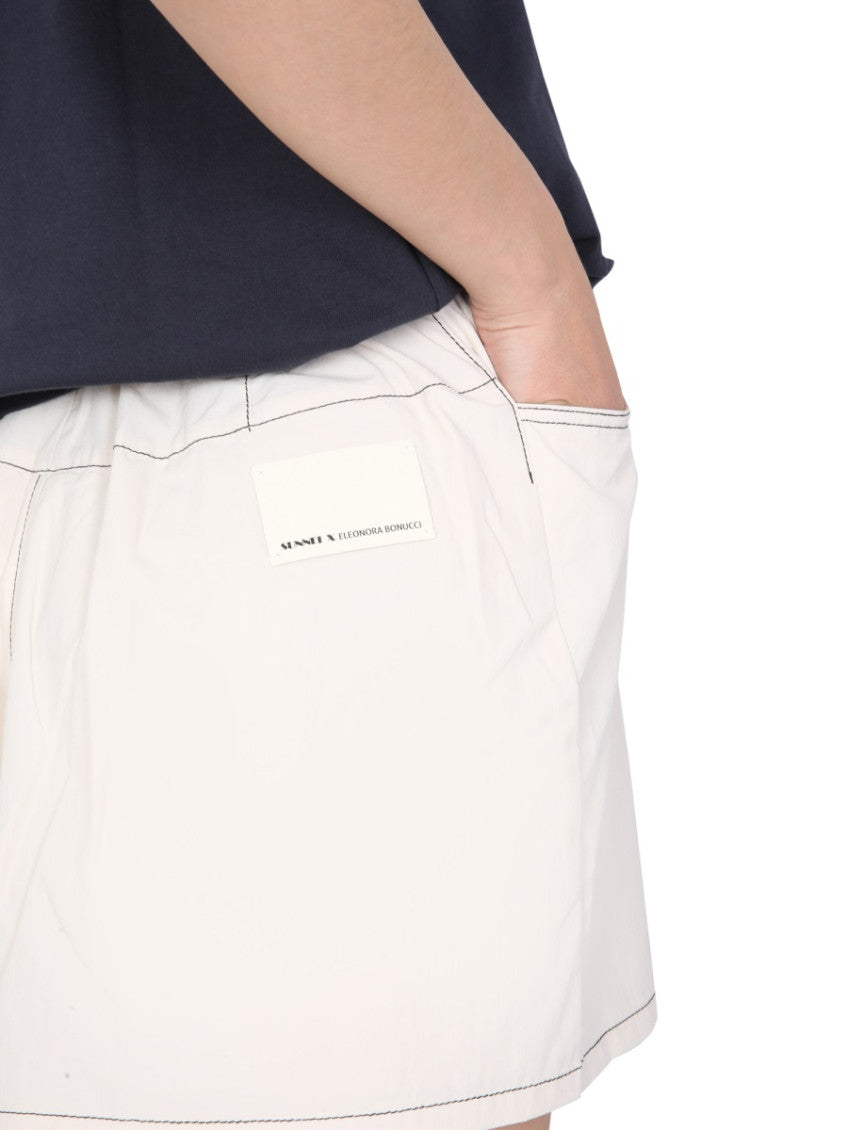 Beige Solid Shorts 5