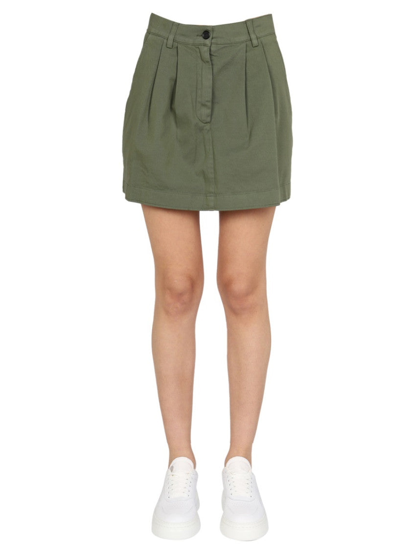 Khaki Solid Mini Skirt 1