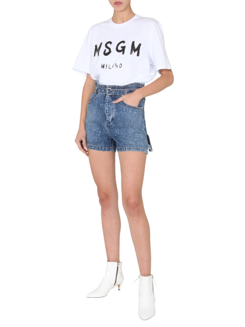 Blue Textured Shorts 4