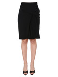 Black Solid Knee Length Skirt 1