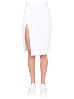 White Solid Knee Length Skirt 1