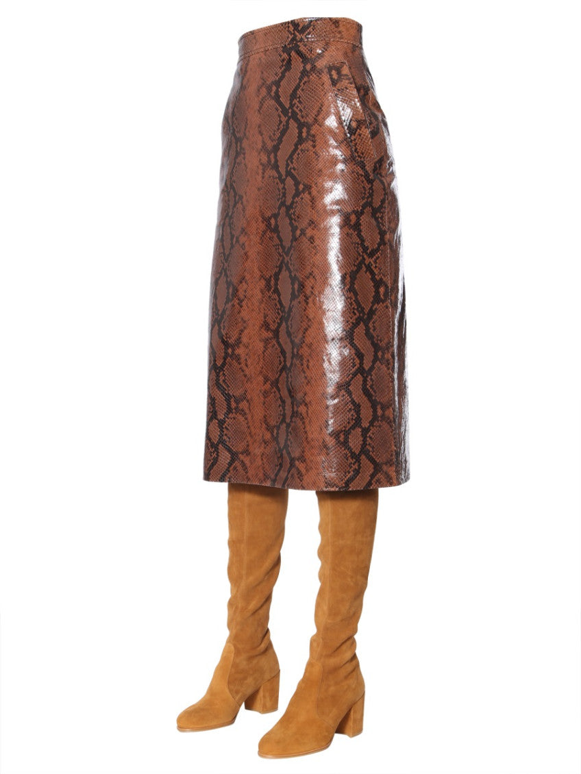 Brown Animal Print Midi Skirt 3