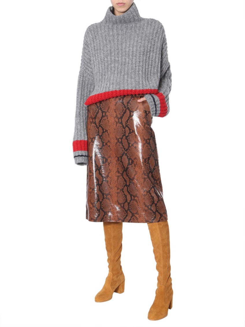 Brown Animal Print Midi Skirt 4