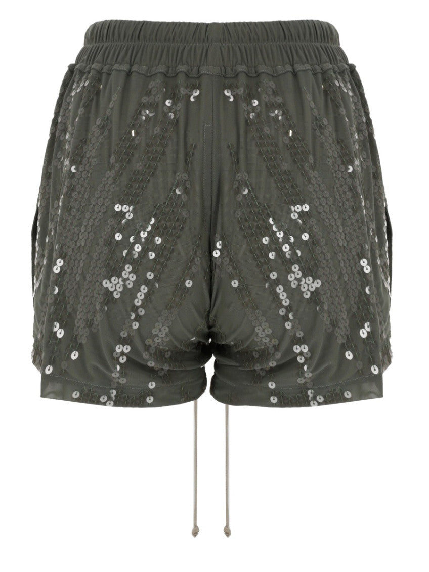 Green Nylon Embellished Shorts 2