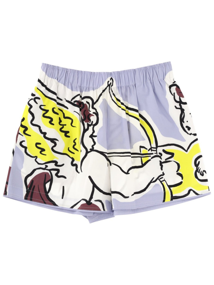 Multicolor Cotton Graphic Shorts 1
