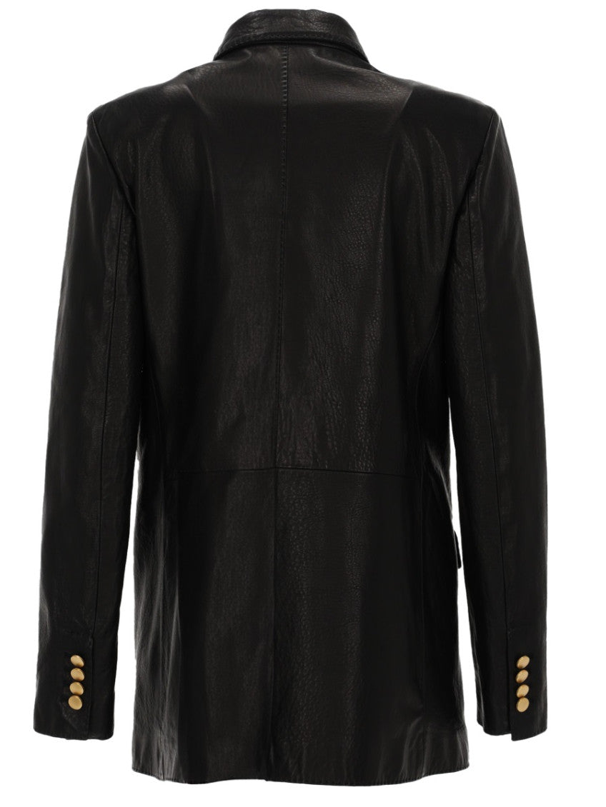 Black Solid Notched Lapel Blazer 2