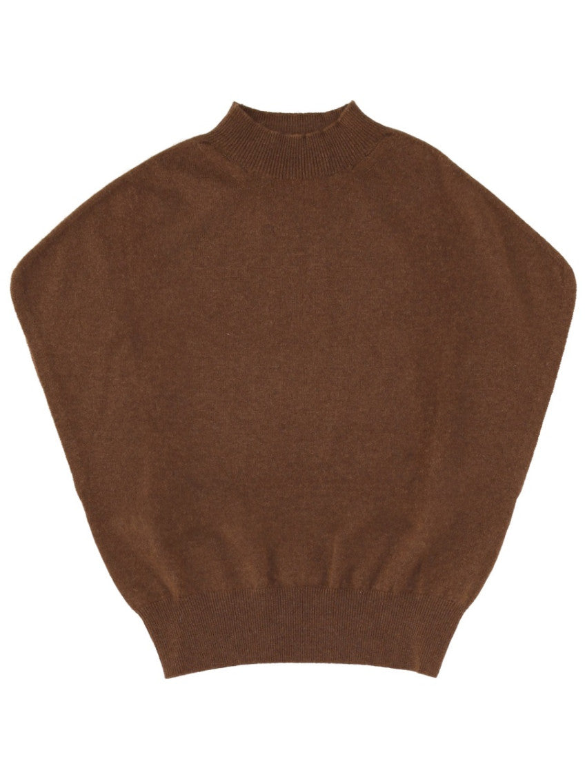 Brown Solid Mock Collar Sweater 1