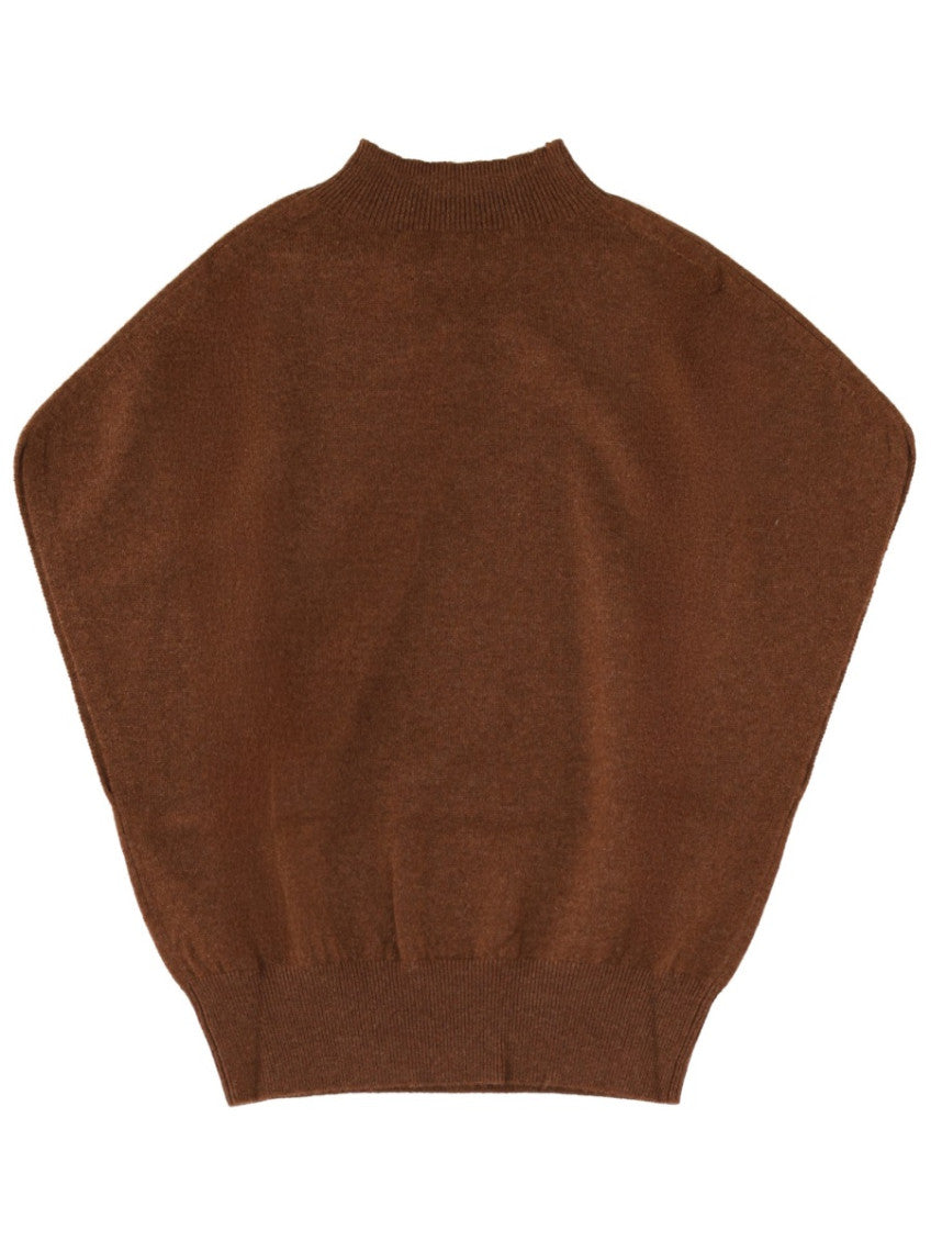 Brown Solid Mock Collar Sweater 2