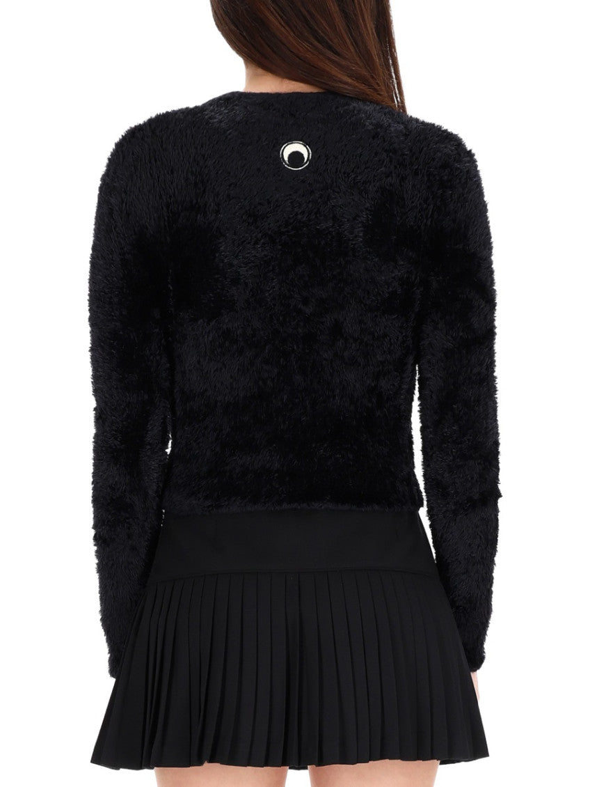 Black Textured Crew Neck Sweater 2