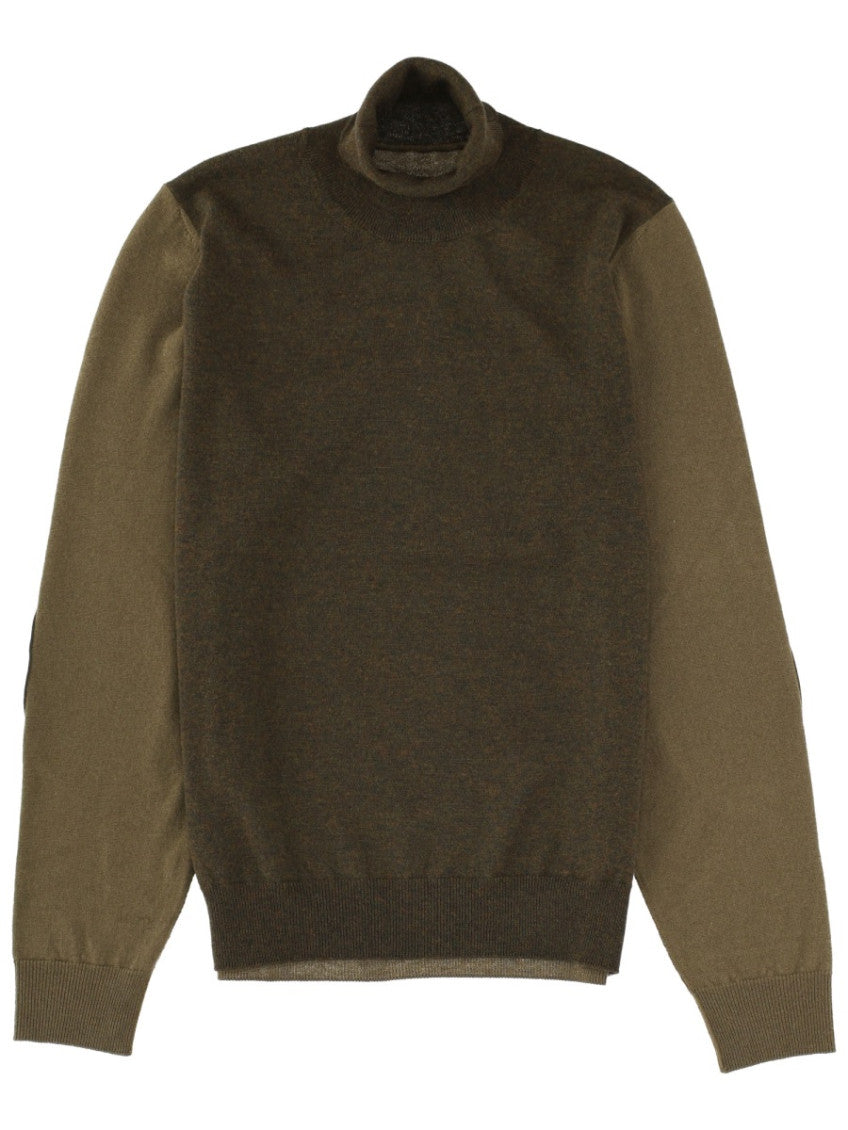 Khaki Color Block Turtle Neck Sweater 1