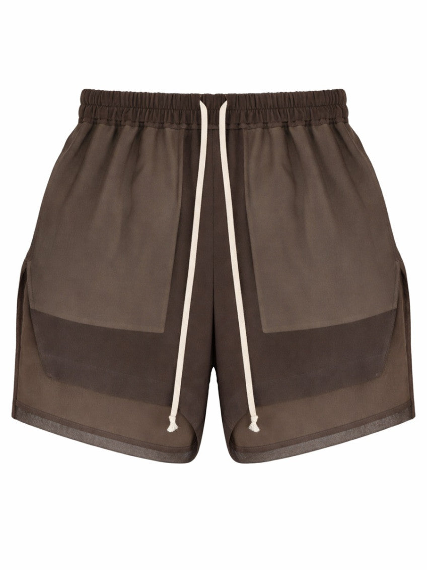 Brown Silk Solid Shorts 1