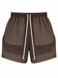 Brown Silk Solid Shorts 1