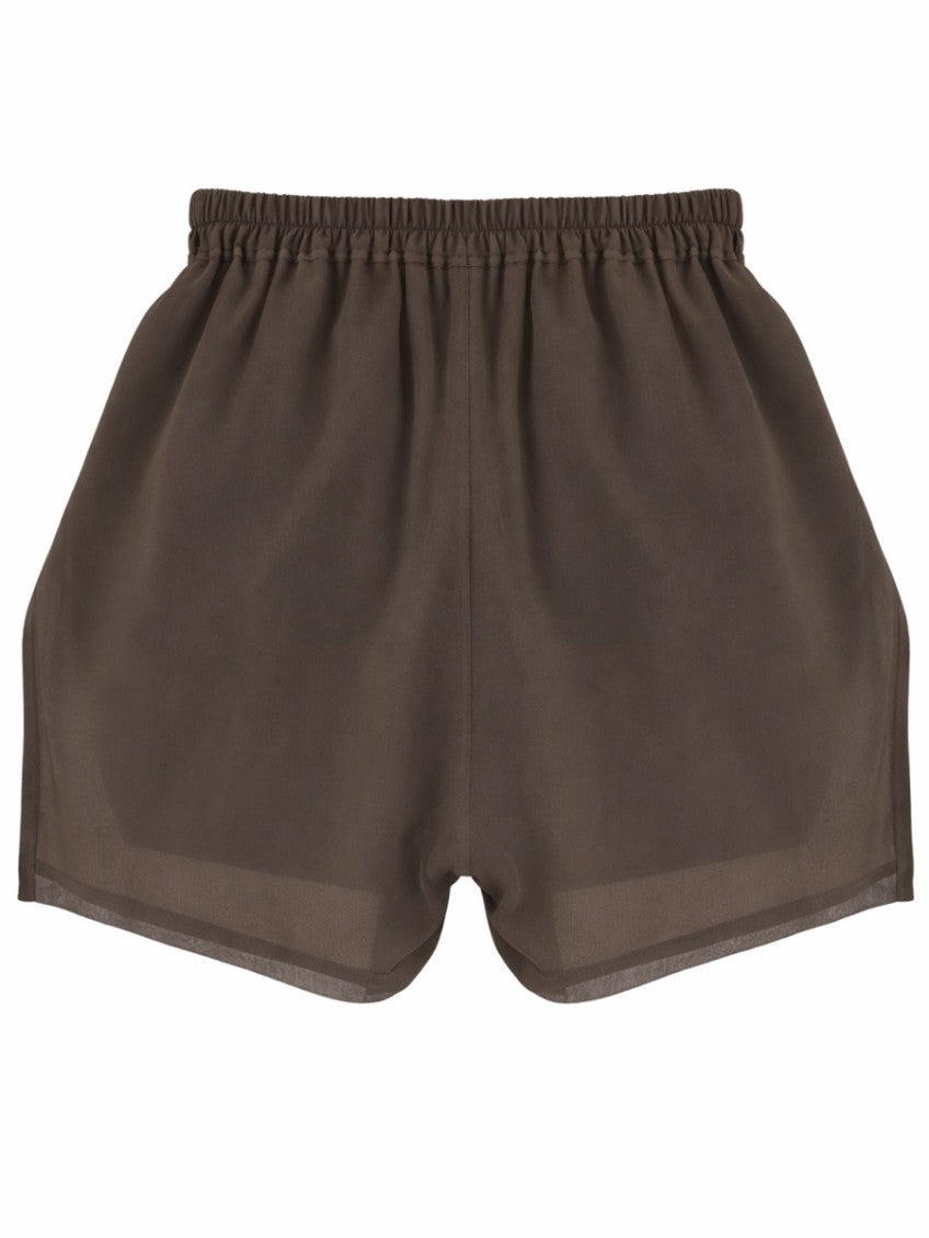 Brown Silk Solid Shorts 2