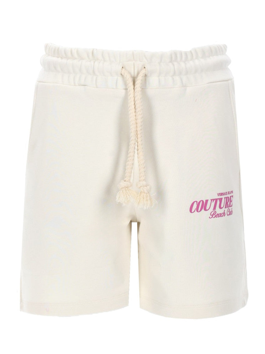 White Cotton Logo Shorts 1