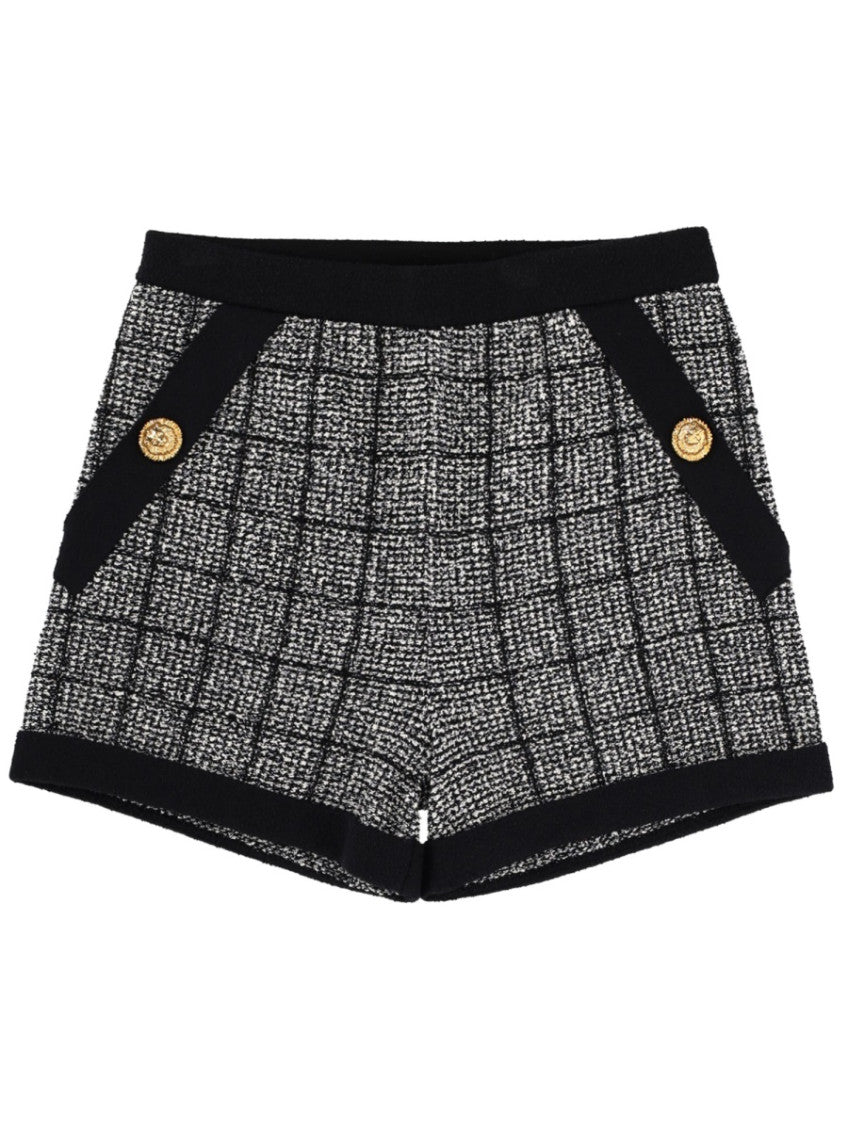 Black Tweed Checks Shorts 1